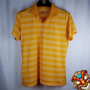 Nike Golf Womens Short Sleeve Polo Shirt Yellow White Stripe Size XL VGC Golfing